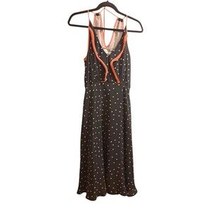 Anthropologie Girls from Savoy Gull Wing Dot Silk Dress Womens 8 Preppy Cocktail